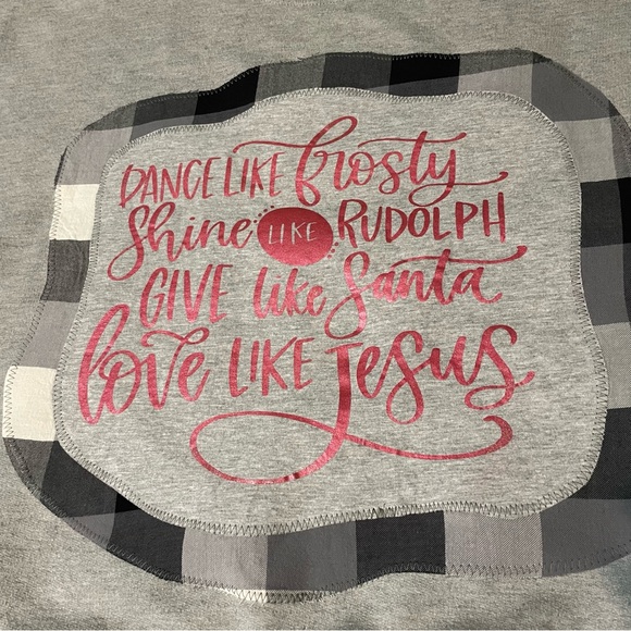 Unique Remade Love Like Jesus Holiday Christmas Gray Sweatshirt Size XL ooak - Picture 2 of 6